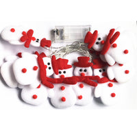 HKM-916755 Plush Snowman LED String Lights for Holiday Decor - Warm White, Battery/USB Options