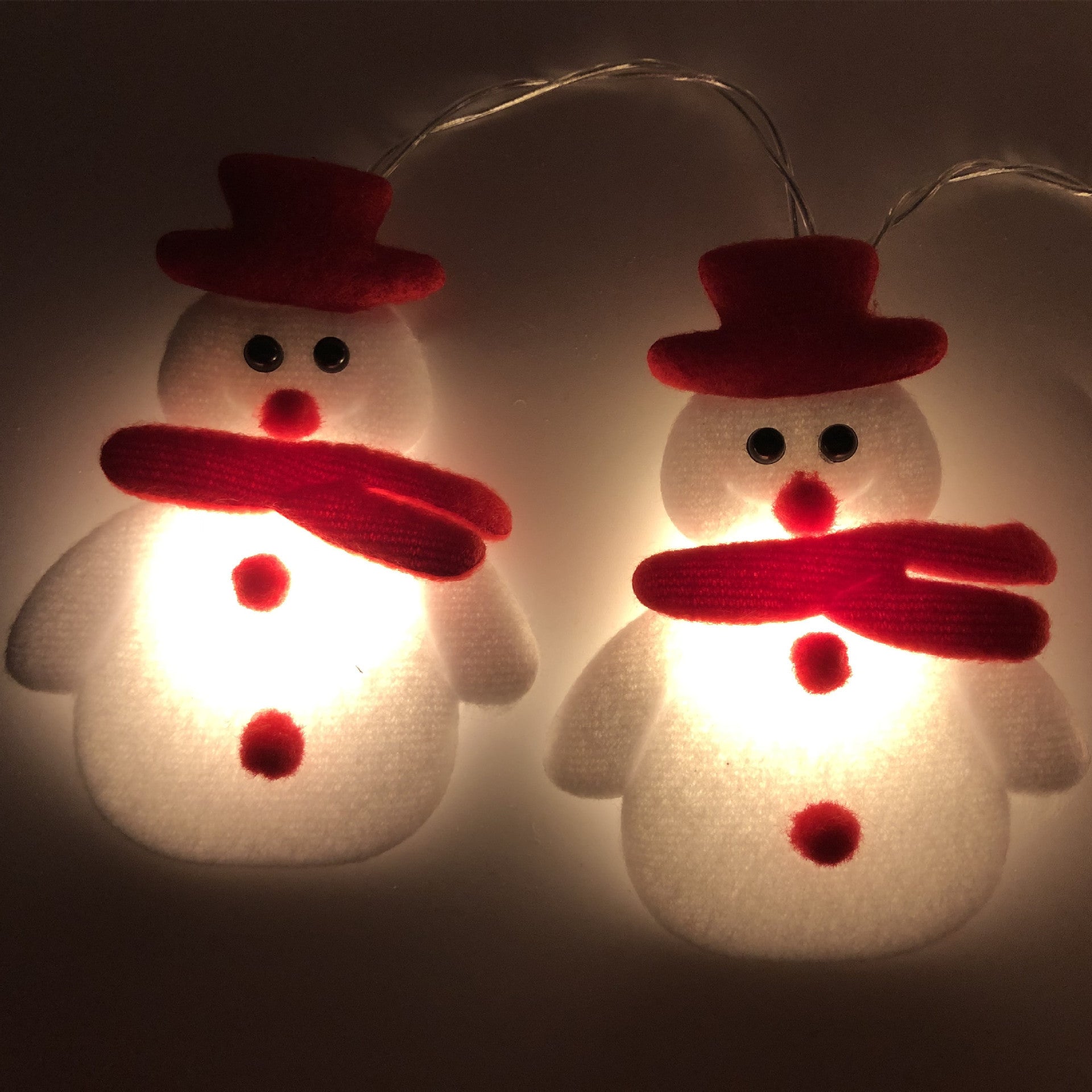 HKM-916755 Plush Snowman LED String Lights for Holiday Decor - Warm White, Battery/USB Options