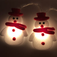 HKM-916755 Plush Snowman LED String Lights for Holiday Decor - Warm White, Battery/USB Options