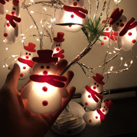 HKM-916755 Plush Snowman LED String Lights for Holiday Decor - Warm White, Battery/USB Options