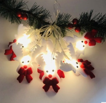 HKM-916755 Plush Snowman LED String Lights for Holiday Decor - Warm White, Battery/USB Options