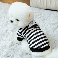 HKM-916819 Striped Thin Velvet Sweater for Small Dogs - Casual Pet Clothing in Black or Red