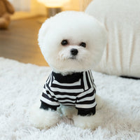 HKM-916819 Striped Thin Velvet Sweater for Small Dogs - Casual Pet Clothing in Black or Red