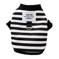 HKM-916819 Striped Thin Velvet Sweater for Small Dogs - Casual Pet Clothing in Black or Red