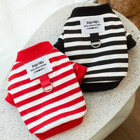 HKM-916819 Striped Thin Velvet Sweater for Small Dogs - Casual Pet Clothing in Black or Red
