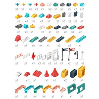 HKM-916883 DIY Assembled Building Blocks Set with Castle Track and Cartoon Cars for Ages 3 and Up