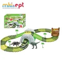 HKM-916947 Dinosaur Themed Slot Toy Train Track Construction Set for Kids Ages 2-4