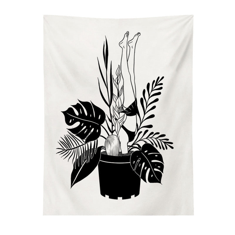 HKM-917139 Abstract Hand-Drawn Tapestry – 100% Polyester Fiber, Machine Washable, Brushed Style