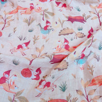HKM-917139 Double-Layer Newborn Gauze Scarf with Animal and Floral Prints, 120x120cm