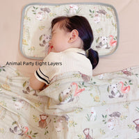 HKM-917139 Double-Layer Newborn Gauze Scarf with Animal and Floral Prints, 120x120cm