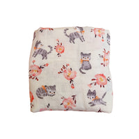 HKM-917139 Double-Layer Newborn Gauze Scarf with Animal and Floral Prints, 120x120cm