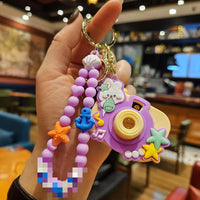 HKM-917139 Planet Rabbit Astronaut Keychain - Cute Cartoon Silicone Bag Pendant for Keys