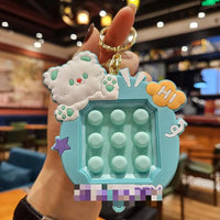HKM-917139 Planet Rabbit Astronaut Keychain - Cute Cartoon Silicone Bag Pendant for Keys