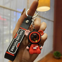 HKM-917139 Planet Rabbit Astronaut Keychain - Cute Cartoon Silicone Bag Pendant for Keys