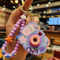 HKM-917139 Planet Rabbit Astronaut Keychain - Cute Cartoon Silicone Bag Pendant for Keys