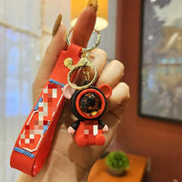 HKM-917139 Planet Rabbit Astronaut Keychain - Cute Cartoon Silicone Bag Pendant for Keys