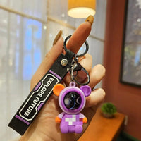 HKM-917139 Planet Rabbit Astronaut Keychain - Cute Cartoon Silicone Bag Pendant for Keys