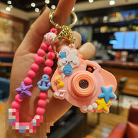 HKM-917139 Planet Rabbit Astronaut Keychain - Cute Cartoon Silicone Bag Pendant for Keys