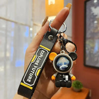 HKM-917139 Planet Rabbit Astronaut Keychain - Cute Cartoon Silicone Bag Pendant for Keys
