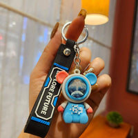 HKM-917139 Planet Rabbit Astronaut Keychain - Cute Cartoon Silicone Bag Pendant for Keys