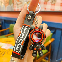HKM-917139 Planet Rabbit Astronaut Keychain - Cute Cartoon Silicone Bag Pendant for Keys