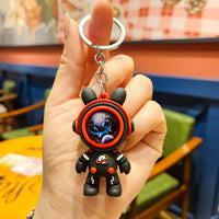 HKM-917139 Planet Rabbit Astronaut Keychain - Cute Cartoon Silicone Bag Pendant for Keys