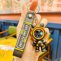 HKM-917139 Planet Rabbit Astronaut Keychain - Cute Cartoon Silicone Bag Pendant for Keys