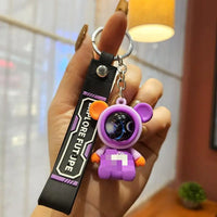 HKM-917139 Planet Rabbit Astronaut Keychain - Cute Cartoon Silicone Bag Pendant for Keys