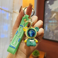 HKM-917139 Planet Rabbit Astronaut Keychain - Cute Cartoon Silicone Bag Pendant for Keys