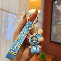 HKM-917139 Planet Rabbit Astronaut Keychain - Cute Cartoon Silicone Bag Pendant for Keys
