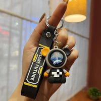 HKM-917139 Planet Rabbit Astronaut Keychain - Cute Cartoon Silicone Bag Pendant for Keys
