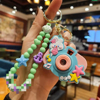 HKM-917139 Planet Rabbit Astronaut Keychain - Cute Cartoon Silicone Bag Pendant for Keys