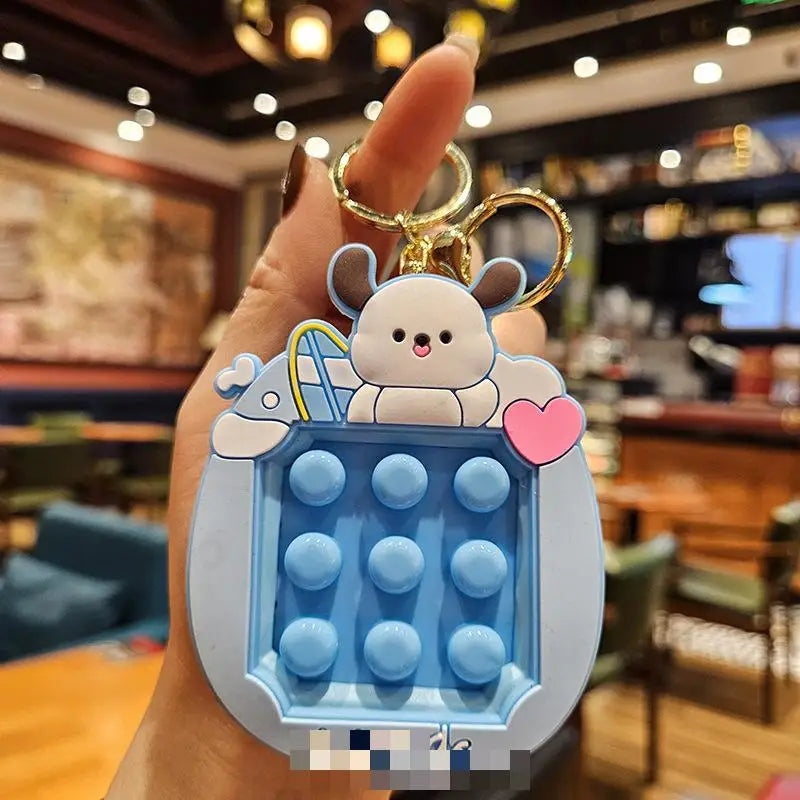 HKM-917139 Planet Rabbit Astronaut Keychain - Cute Cartoon Silicone Bag Pendant for Keys