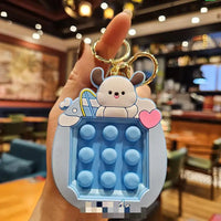 HKM-917139 Planet Rabbit Astronaut Keychain - Cute Cartoon Silicone Bag Pendant for Keys