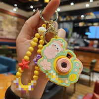 HKM-917139 Planet Rabbit Astronaut Keychain - Cute Cartoon Silicone Bag Pendant for Keys