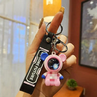 HKM-917139 Planet Rabbit Astronaut Keychain - Cute Cartoon Silicone Bag Pendant for Keys
