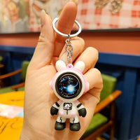 HKM-917139 Planet Rabbit Astronaut Keychain - Cute Cartoon Silicone Bag Pendant for Keys