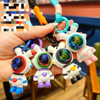 HKM-917139 Planet Rabbit Astronaut Keychain - Cute Cartoon Silicone Bag Pendant for Keys