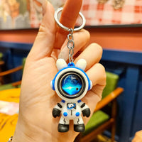 HKM-917139 Planet Rabbit Astronaut Keychain - Cute Cartoon Silicone Bag Pendant for Keys