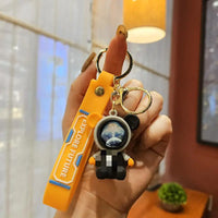 HKM-917139 Planet Rabbit Astronaut Keychain - Cute Cartoon Silicone Bag Pendant for Keys