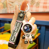 HKM-917139 Planet Rabbit Astronaut Keychain - Cute Cartoon Silicone Bag Pendant for Keys