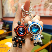 HKM-917139 Planet Rabbit Astronaut Keychain - Cute Cartoon Silicone Bag Pendant for Keys