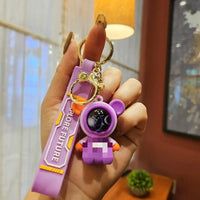 HKM-917139 Planet Rabbit Astronaut Keychain - Cute Cartoon Silicone Bag Pendant for Keys