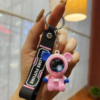 HKM-917139 Planet Rabbit Astronaut Keychain - Cute Cartoon Silicone Bag Pendant for Keys