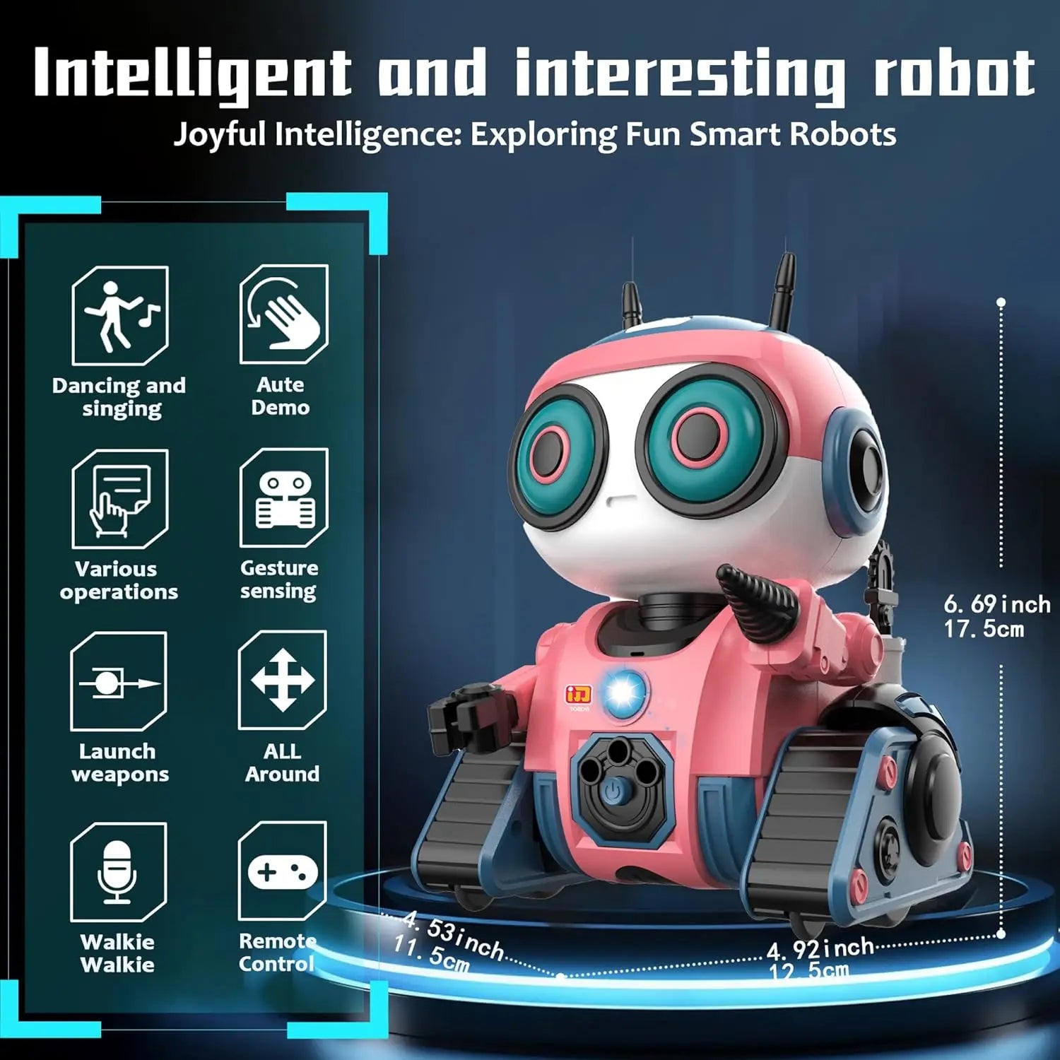 HKM-917267 Rechargeable Intelligent Dancing Robot with Music and Programming Function for Kids Ages 5 and Up