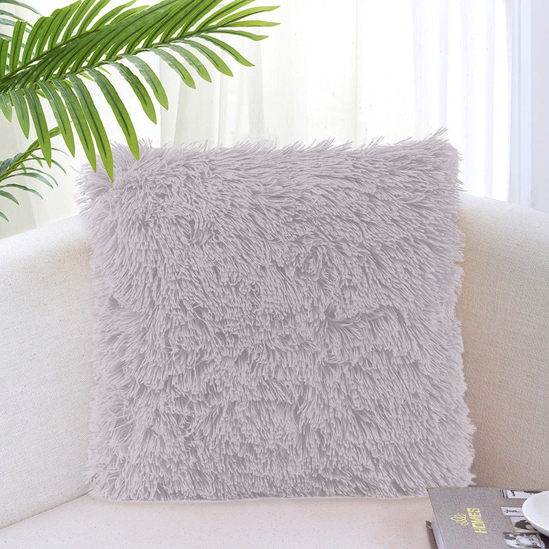 HKM-917267 Solid Color Crystal Plush Cushion Cover - 40x40cm, Polyester Material