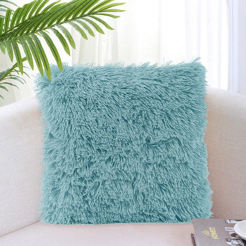 HKM-917267 Solid Color Crystal Plush Cushion Cover - 40x40cm, Polyester Material