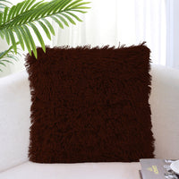 HKM-917267 Solid Color Crystal Plush Cushion Cover - 40x40cm, Polyester Material