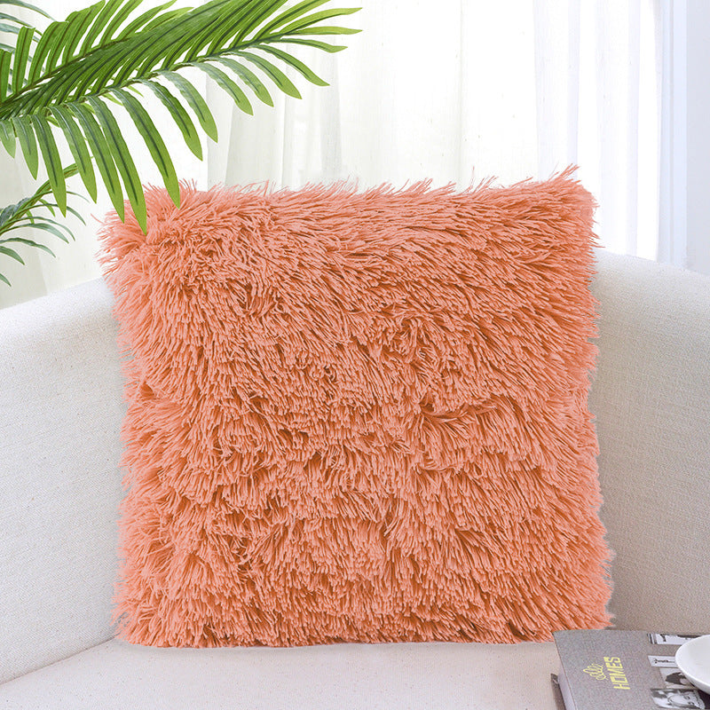 HKM-917267 Solid Color Crystal Plush Cushion Cover - 40x40cm, Polyester Material