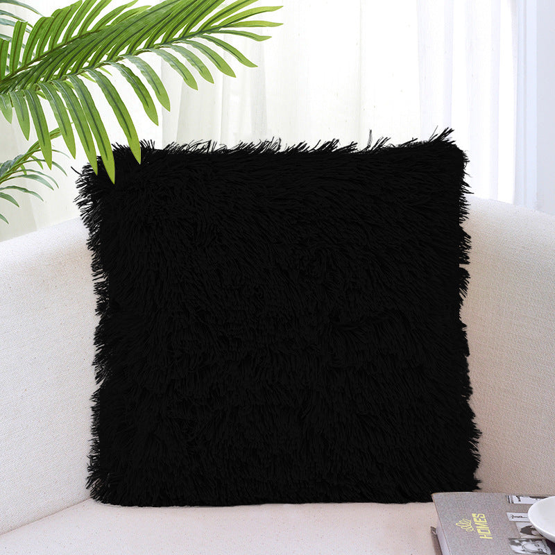 HKM-917267 Solid Color Crystal Plush Cushion Cover - 40x40cm, Polyester Material